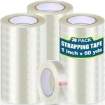 Treela 30 Rolls Filament Strapping Tape 5.5 Mil Transparent Reinforced Fiberglass Tape Reinforced Packing Tape Heavy Duty Shipping Tape for Sealing Binding Fixing (1 Inch X 60 Yards)