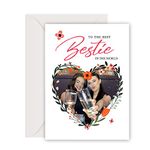 Personalised Cards Best Friend Bestie Cards Greeting Cards Print on Both Sides Card with Envelope with Any Photo & Name & Text for Women Her Girls Classmate Roommate Friend (Design3)