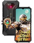 Ulefone Armor X13 Phone Android 14 Rugged Phone Unlocked 12G+64GB Rugged Smartphone 6320mAh 6.52"HD+ 50MP+24MP Night Vision Camera Dual SIM 4G IP68 Rugged Cell Phone NFC/OTG/GPS/FM, Fingerprint, Black