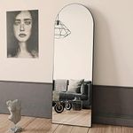 BEAUTYPEAK 64"x21" Arch Full Length Mirror Floor Mirror, Hanging or Leaning Arched-Top Full Body Mirror with Stand for Bedroom, Dressing Room, Black