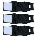 Teamoy 3 Pack Male Dog Diaper Wrap, Washable Puppy Belly Bands, Super-Absorbent and Comfortable(L1,16 inch -20 inch Waist, Black)