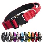 TSPRO Premium Dog Collar with Handle Thick Dog Collar Adjustable Dog Collar Heavy Duty Quick-Release Metal Buckle Dog Collar for Small or Medium to Extra Large Dogs(M-RED)