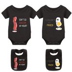 YSCULBUTOL Baby Twin bodysuit Perfect together Twin Best friend bacon eggs Twins set Double baby Twin Cute baby (Black, 6-12 Months)