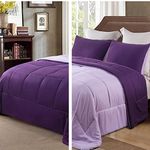 Exclusivo Mezcla Lightweight Reversible 2-Piece Comforter Set All Seasons, Down Alternative Comforter with 1 Pillow Sham, Twin Size, Deep Purple/Lilac