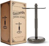 Gentleman Jon Shaving Stand for Razor & Brush for Men – Heavy Duty Gunmetal Razor & Brush Stand, Extends Brush Life, Weighted Base, Compact Shave Stand, Matches Wet Shave Kit, Razor & Brush Storage