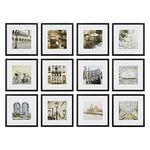 Gallery Perfect 16FW2233 12 Piece Black Square Photo Picture Hanging Template Gallery Wall Frame Set,(12 x 12 inches)