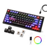 Kreo Hive RGB Anti-ghosting Gaming Keyboard, 75% Tenkeyless Wired Mechanical Keyboard with RGB Backlight, Volume Knob, NKRO, PC Gaming Keyboard Detachable USB C Cable (Black-Purple, Brown Switch)