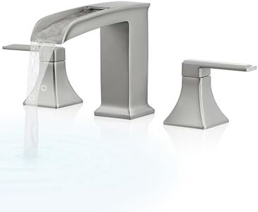 HEYMYTAP Waterfall Tub Faucet Brushed Nickel Bathtub Faucet 3 Hole, Brass High Pressure Bath Tub Faucet Set Deck Mount Roman Tub Faucets, Modern Tub Filler Bath Faucet for Tub with 2 Handles No Leaks