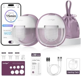 Comfyer Heiz-Milchpumpe Elektrisch Tragbar Freihändig, Branchenführende Heiztechnologie,Magnet-Ladestation,App-Steuerung,Inkl. 20 Milchbeutel,Klinik-Standard Saugkraft, 2er-Set