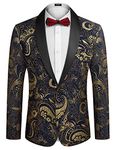 COOFANDY Men's Floral Suit Jacket Embroidered Dinner Jacket Wedding Blazer Party Tuxedo Jacket