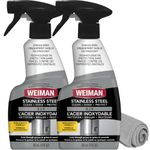 Weiman Stainless Steel Cleaner and Polish - 2 Pack - Removes Fingerprints, Residue, Water Marks and Grease from Appliances w/Buffing Towel