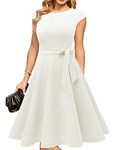 DRESSTELLS Cocktail Dress, Formal Wedding Guest Dresses for Women 2024 Vintage Party Dress Homecoming&Prom, White, Large