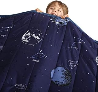 HAOWANER Minky Kids Weighted Blanket 7lbs 41 x 60 inches, Soft Kids and Toddler Comforter Great for Calming and Sleeping, Child Bed Size, Blue Earth