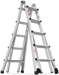 Fulvari Ladder, Multi-Position Ladder with Wheels, 300Lbs Load Capacity Folding Step Ladders, Anti-Slip Multi Position & Storage Folding Ladder, Aluminum Ladders for Home, Indoor, Outdoor, Roof 22feet