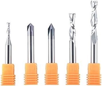 SpeTool 5 Pcs CNC Router Bit Sets Cabide Bit 1/4 Inch Shank Up Down Cut V Groove for Woodwork Beginner Engraving Slot