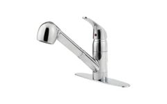 Pfister Pfirst Series Polished Chrome Kitchen Faucet with Pull Out Sprayer, Kitchen Sink Faucet with Pull Out Spray Head, Home Décor, Single Handle Kitchen Faucets with Optional Deck Plate,1 or 3-hole