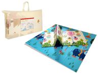 KESI ORNAMENTS Reversible Baby Play Mat, Extra Large Babies Folding Mat, Waterproof and Portable Kids Floor Mat for Learning & Crawling, Foldable Soft Foam Mat for Kids Fun Fair Theme Mat