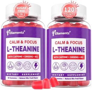 Vegan L-Theanine Gummies 200mg with Caffeine(100mg), Korean Red Ginseng & Ginkgo Biloba- Brain Supplement for Focus, Memory & Energy, Sugar-Free, No Jitters, 120 Counts