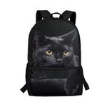 Showudesigns Black Cat Backpack for Girls 9-10 10-15 Boys Backpacks Elementary School Bags With Side Pocket Kids Book Bag Secondary High Student Back Packs 17 Inch Daypack Rucksack