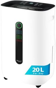 Nyxi 20L/Day Home Dehumidifier, Digital Humidity Sensor, XL 6.5L Water Tank Removes Condensation, Humidity, Damp, Moisture, Laundry Drying, Continues Drainage, Auto-Off, 24 Hour Timer for Home, Office