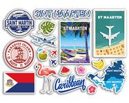 A5 Sticker Sheet Sint Maarten Landmarks Vinyl Stickers - Caribbean Saint Martin St Beach Summer Tropical Coast Flamingo Airport Stamps Skyline Flag Map Travel Holiday Scrapbooking Luggage #79217