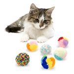 Andiker 6 Pieces Cat Toys Ball, Soft Kitten Assorted Color Pompom Balls for Cat Indoor Interactive Chasing Toys