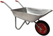 65 Litre 60kg Capacity Galvanised Samuel Alexander Metal Garden Wheelbarrow with Solid Puncture Proof Tyre