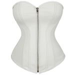 Josamogre Corset Top Bustier Leather Sexy Boned Zipper Biker Burlesque Plus Size Beige M