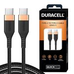 Duracell Type C To Type C 5A (30W) Braided Sync & Fast Charging Cable, 3.9 Feet (1.2M). USB C to C Cable, Supports PD & QC 3.0 Charging, 5 GBPS Data Transmission - Black
