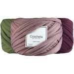 Crochela Cotton Polyester T-Shirt Yarn for Crochet/Knitting (Weight : 3 x 250 Grams) (Dark Green, Mauve & Purple)