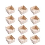 CALPALMY 12 PCS 4'' x 4'' Rustic Wooden Box Storage Organizer Craft Box for Collectibles Home Venue Decor Succulents