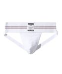 Casey Kevin Men's Jockstrap Underwear Athletic Supporter Sports Briefs with Leg Strap White M