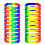 Bouiexye 20pcs Gay Pride Wristbands Rainbow Silicone Wristbands LGBT Lesbian Rainbow Wristbands for Parades Rainbow Festival