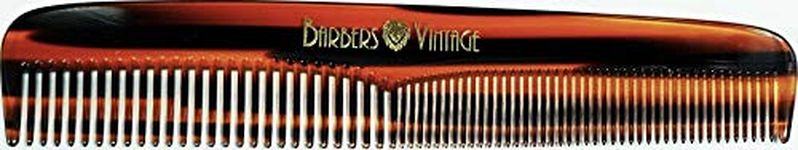 Barbers Vintage Classic Hair Comb for Men (Tortoise Shell Finish). Deluxe Handmade Fine & Coarse-Tooth Comb for Grooming Hair/Beard/Moustache (18cm / 7.1 inch)