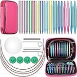 26 Pieces Aluminum Interchangeable Circular Knitting Needle Set,13 Size Interchangeable Crochet Needles for Knitting