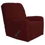 Easy-Going Recliner Stretch Sofa Slipcover Sofa Cover 4-Pieces Furniture Protector Couch Soft with Elastic Bottom Kids, Spandex Jacquard Fabric Small Checks(Recliner,Wine)