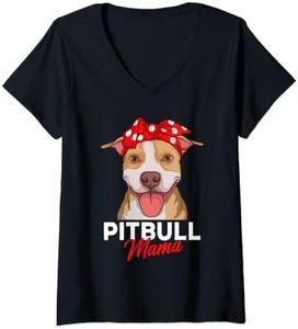 Femme Pittie Mama Pitbull Dog Mom Cadeaux drôles de fête des mères T-Shirt avec Col en V