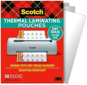 Scotch Dry Erase Thermal Laminating Pouches, 50-Pack, Works with Dry Erase Markers, Reuseable Worksheets, Calendars, Checklists, 8.9 x 11.4 Inches, Letter Size, Clear Professional Finish (TP3854-50DE)