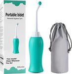 DOCAT Handheld Portable Bidet Spray Bottle for Toilet Retractable Bidet Angled Nozzle Jet Spray for Personal Hygiene Care with 2 Nozzles and Travel Pouch Bag (Green, 450ML), Plastic