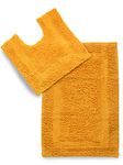 SASHAA WORLD Solid Anti Skid Bathmat and Contour Set (50 X 80 CM, Yellow)