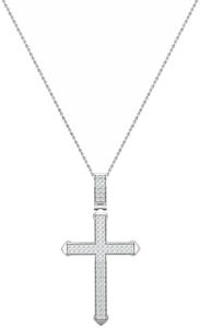 Dazzlingrock Collection 0.25 Carat (Ctw) Round White Diamond Classic Faith Charm Cross Unisex Pendant with 18 inch Silver Chain in in 925 Sterling Silver