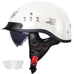 Motorcycle Half Helmet with Visor Half Face Vintage Scooter Helmet DOT Approved Adults Motorcycle Helmet for Men and Women Light Breathable Moped Helmet, ATV Electric Jet Street Helmet