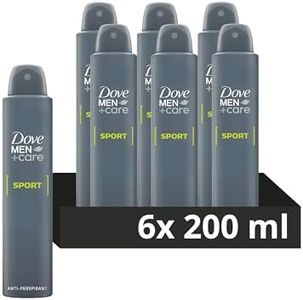 Dove Men+Care Sport Anti-Perspirant Aerosol Deodorant Spray with ¼ moisturising cream for 48 hour sweat and odour protection 6x 200 ml