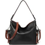 BOSTANTEN Genuine Leather Hobo Handbags Designer Shoulder Tote Purses Crossbody Large Bag for Women Black