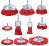 Rocaris 10 Pack Nylon Filament Abrasive Wire Brush Wheel & Cup Brush Set with 1/4 Inch Hex Shank, for Removal of Rust/Corrosion/Paint