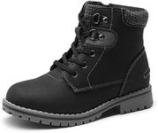 Bruno Marc Boys Girls Ankle Boots Side Zipper Outdoor Comfort Autumn Winter Casual Lace Up Combat Boots,Black,Size 3 US Little Kid SBBO222K