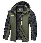 TACVASEN Hiking Jackets Men Waterproof Winter Jacket Casual Warm Coat Outdoor Fleece Jacket Cotton Work Softshell Climbing Jacket Leisure Thick Coat Army Green(Size: XXL)