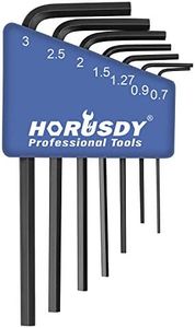 SEDY 7-Piece Mini Hex Key Metric Set, L Shape Allen Wrench, 0.7mm, 0.9mm, 1.27mm, 1.5mm, 2mm, 2.5mm, 3mm, Cr-V