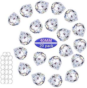 Crystalsuncatcher 20Pcs 1.75 inch/40mm Clear Crystal Ball Prism Pendant Suncatcher for Feng Shui/Divination or Wedding/Home/Office Decoration