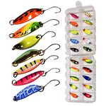 Thkfish 20Pcs Trout Fishing Spoon Set Hard Baits with Single Hooks Metal Fishing Lures for Char Perch